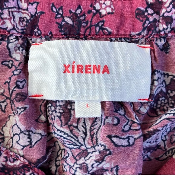 XiRENA Pink Wild Rose Floral Cotton Silk Boho Cottagecore Romi Top Blouse Large - Picture 4 of 10